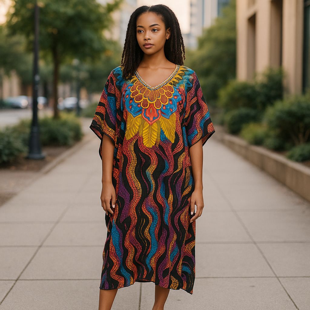 Digital Silk Printed Kaftan