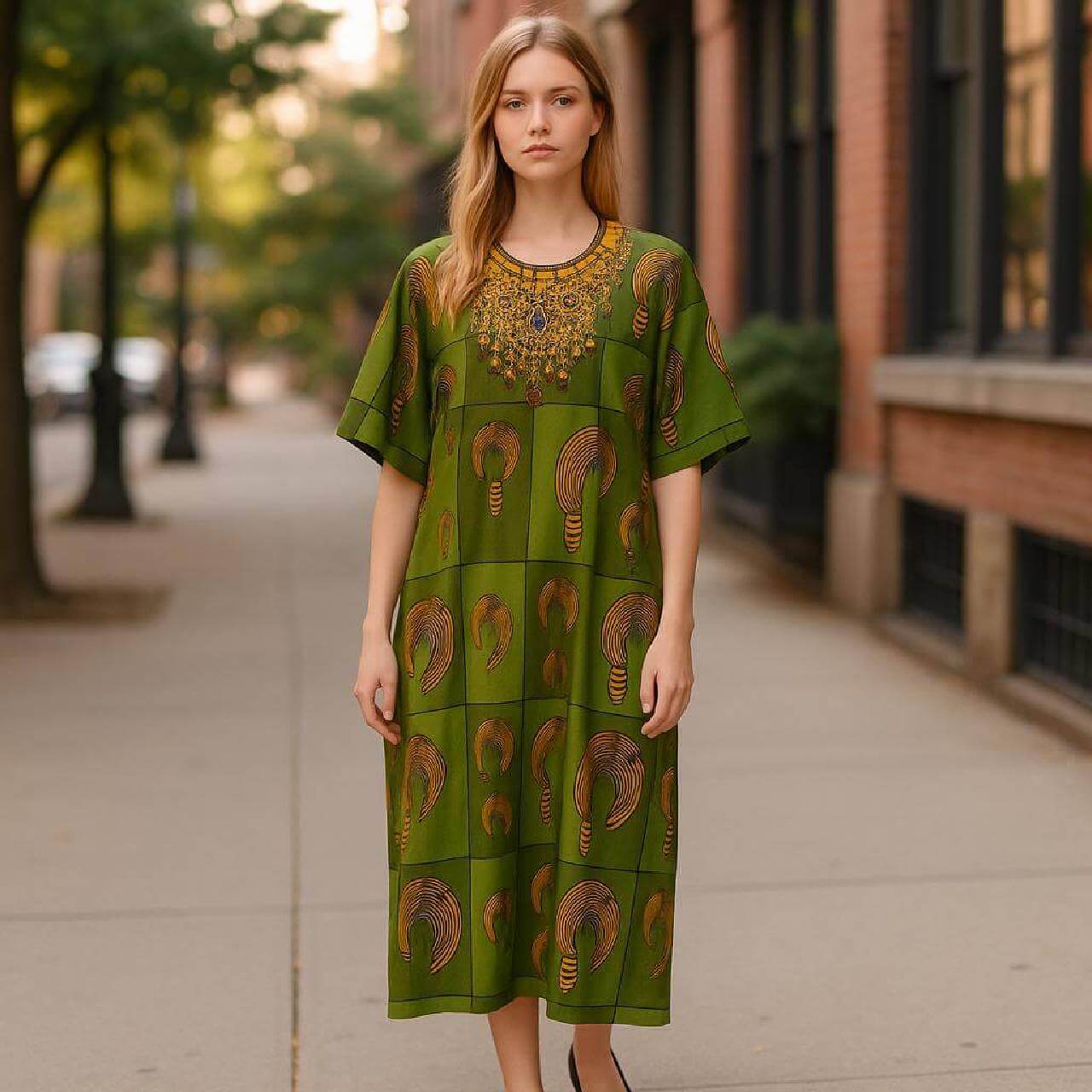 Digital Silk Printed Kaftan